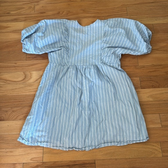 A New Day | Puff Short Sleeve Dress | Cinderella Blue Stripe | Size L - Picture 7 of 7